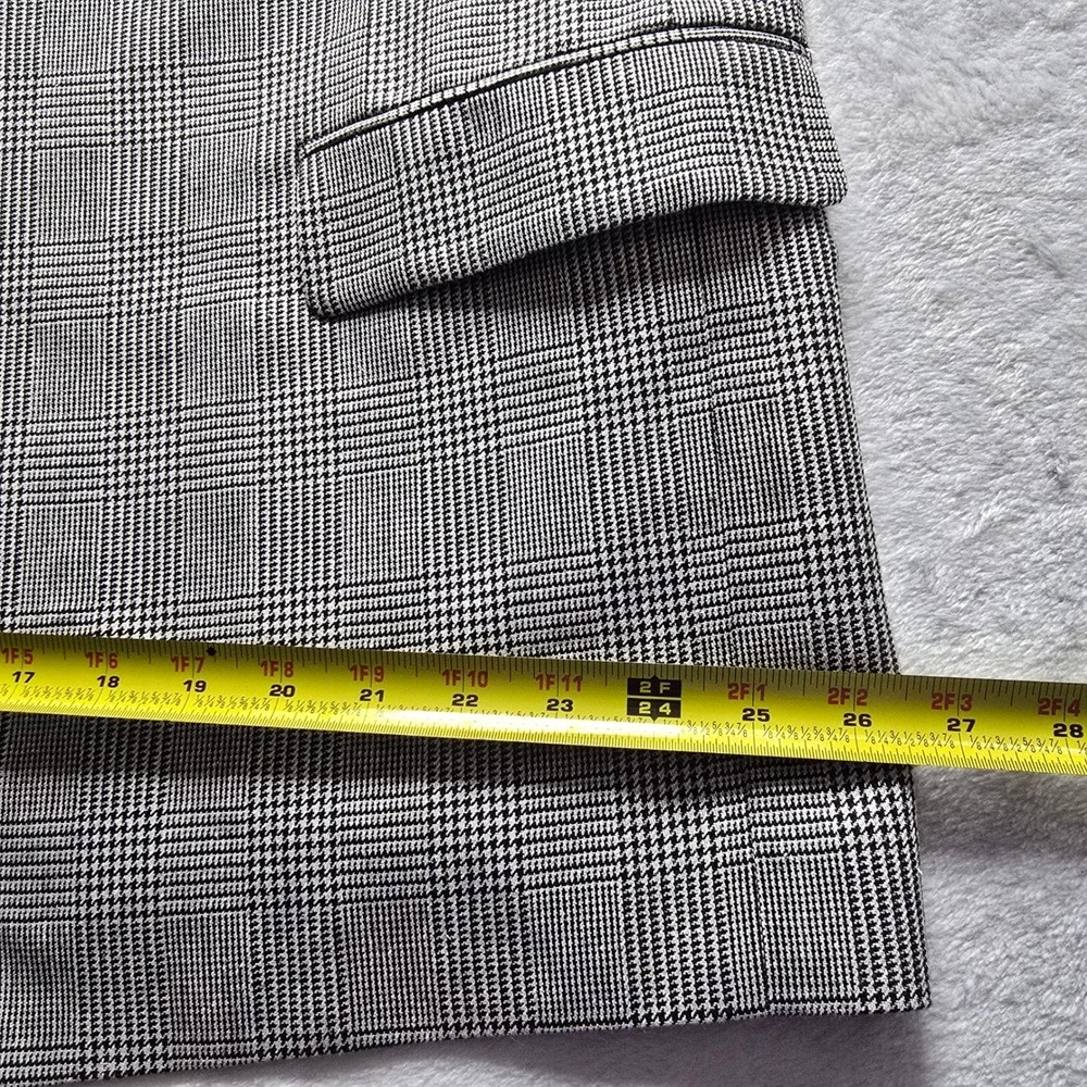 Jos A Bank Mens 48R Silk‎ Wool Blend Glen Plaid Blazer Sport Coat Black White